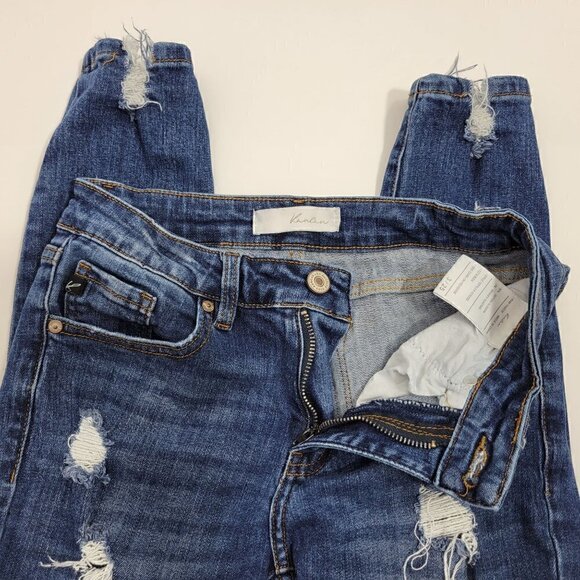 KanCan Women's Austin Mid Rise Skinny Distressed Dark Wash Jeans in a Size 3/25 - Picture 3 of 14